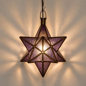 lámpara árabe estrella violeta de cristal