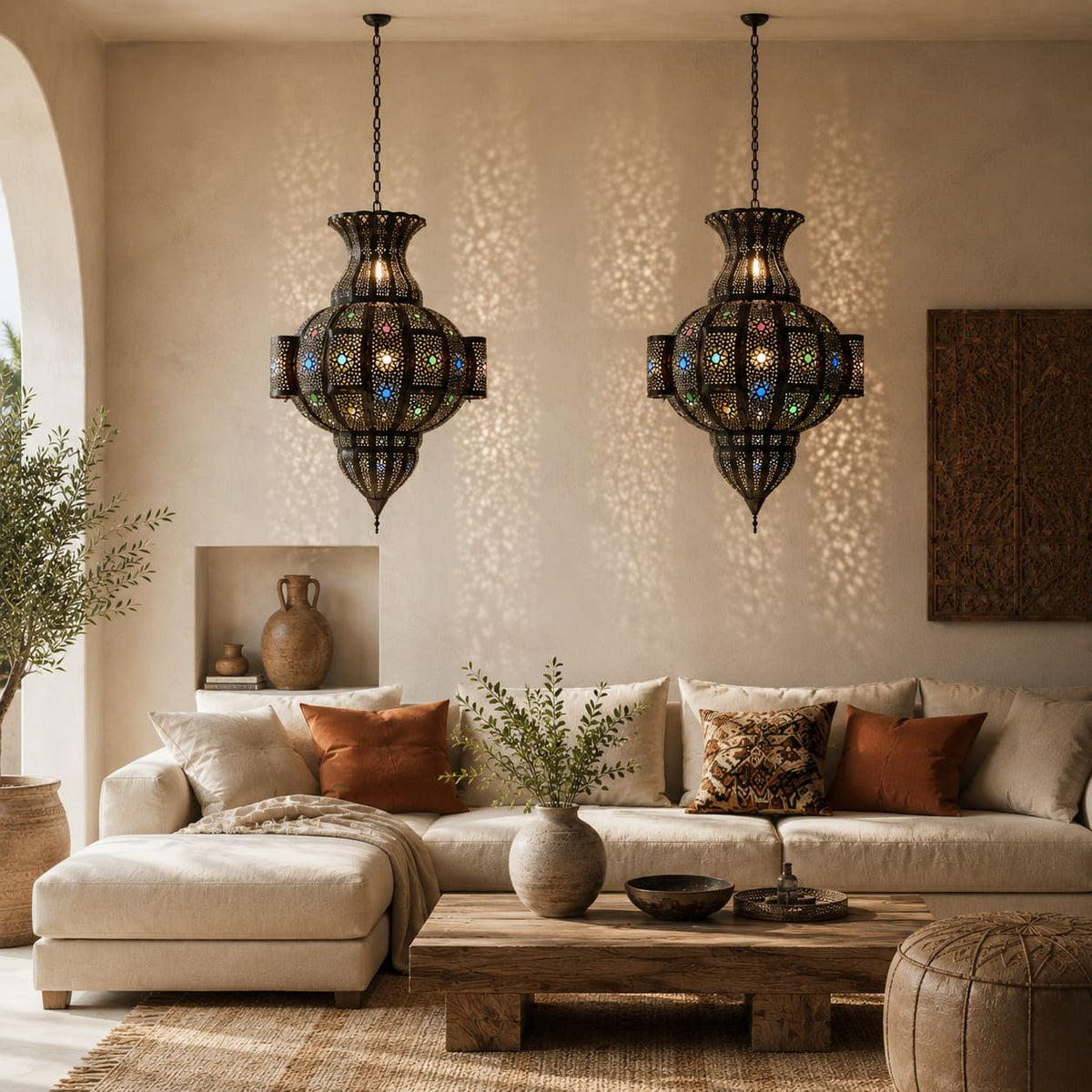 lámpara árabe forja calada COMARES duo