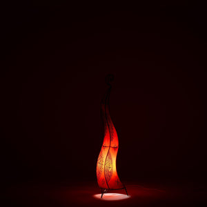 Lámpara marroquí de piel y forja 1m roja