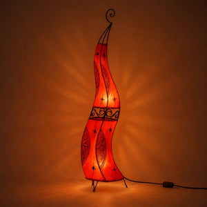 Lampe marocaine en cuir et fer forgé 120cm rouge