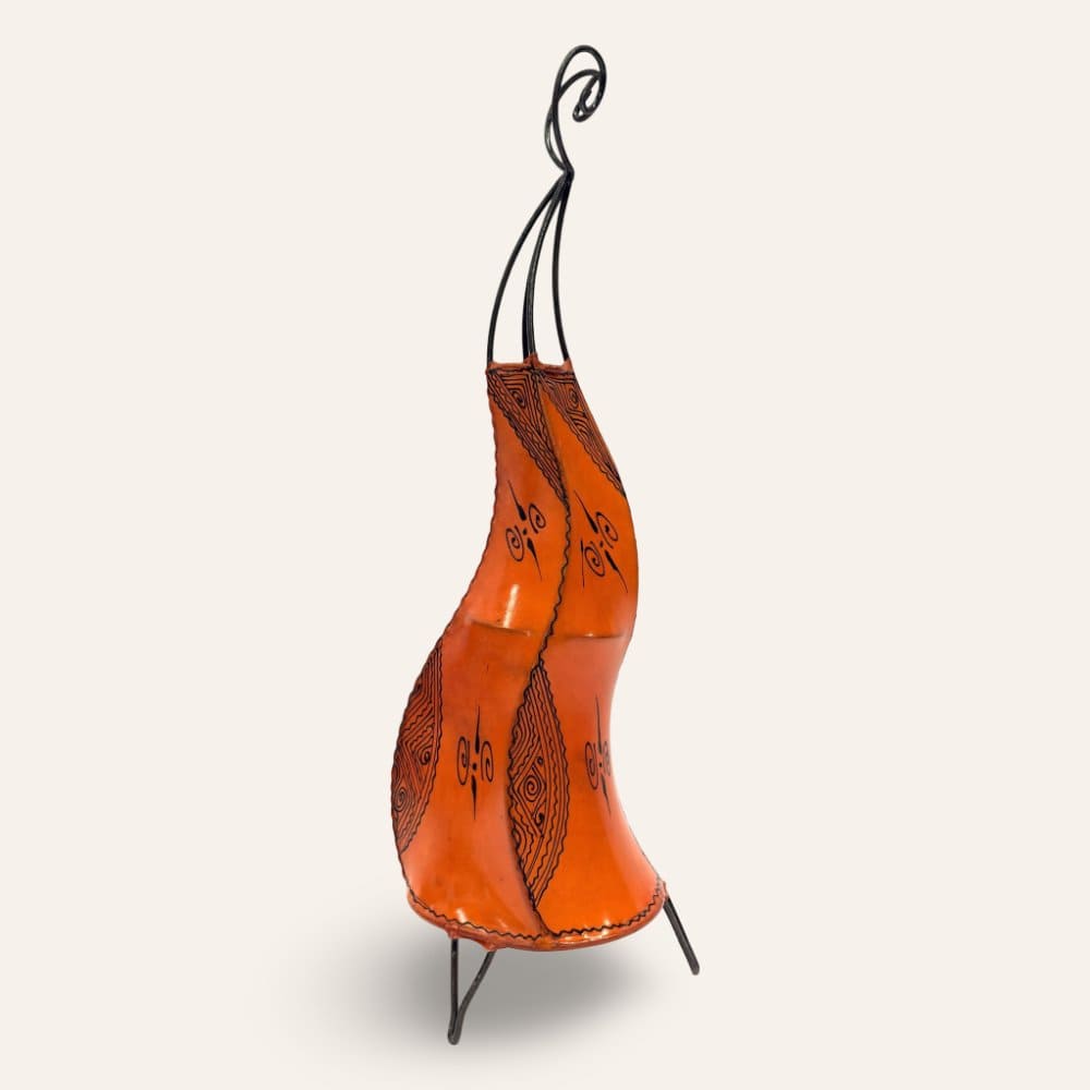 lámpara marroquí de piel naranja 70cm