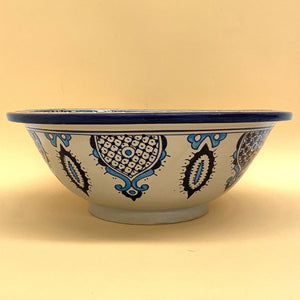 Lavabo Arabe en Céramique de Fès Bleuté 40cm | Artisanat Marocain