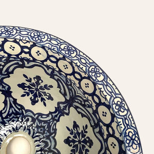 Lavabo árabe cerámica floral cobalto 40