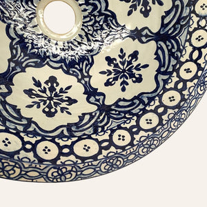 Lavabo árabe cerámica floral cobalto 40