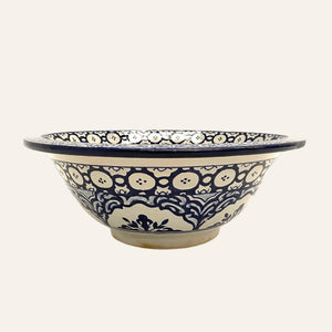 Lavabo árabe cerámica floral cobalto perfil