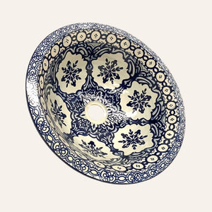 Lavabo árabe cerámica floral cobalto