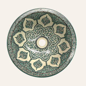 lavabo árabe floral turquesa 40cms