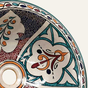 lavabo árabe floral cerámica 35 borde