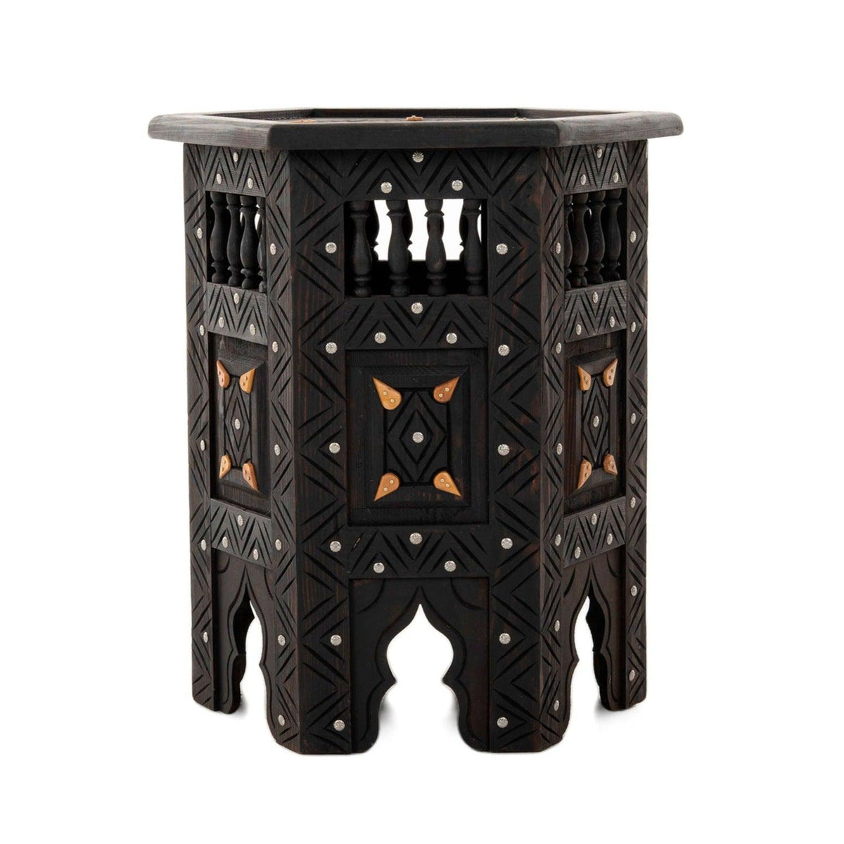 Mesa árabe auxiliar de madera y hueso