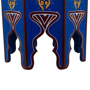 Mesa marroquí de madera pintada a mano azul