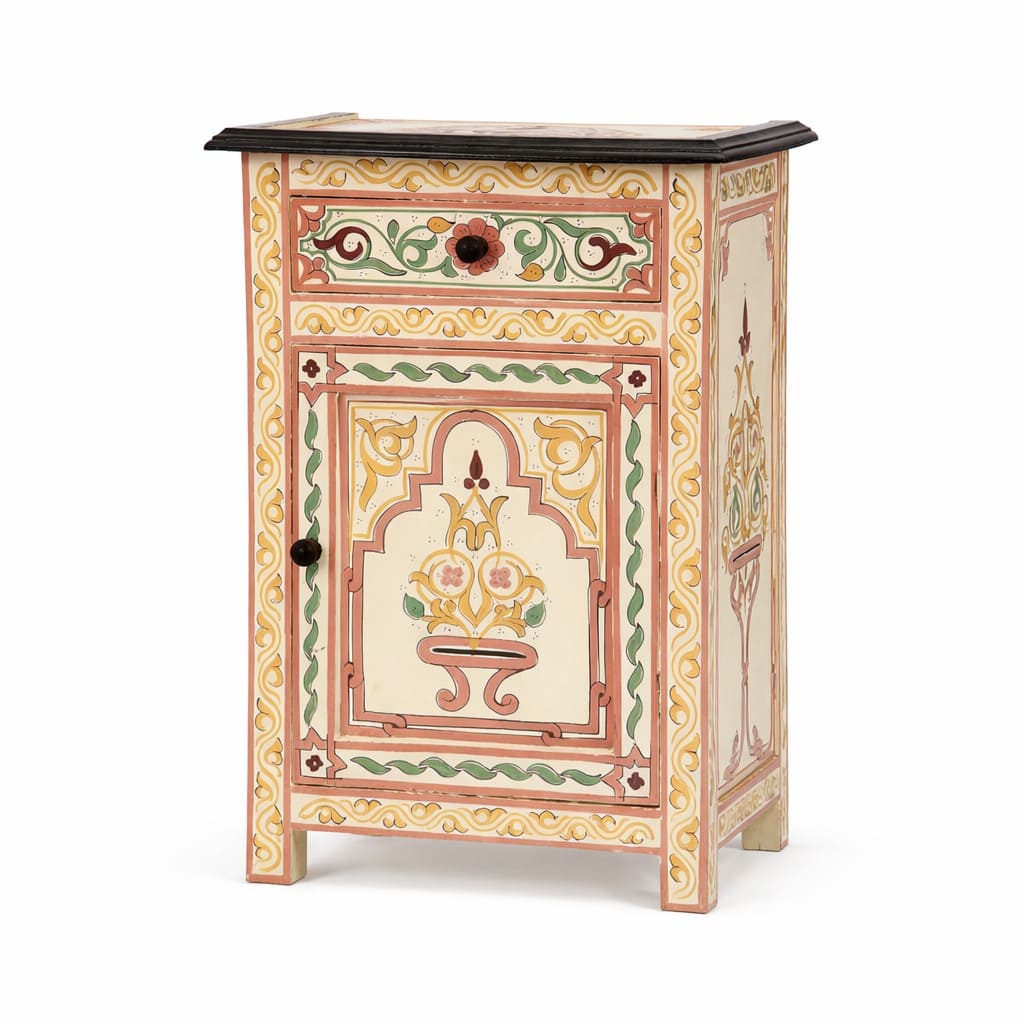 mesita de noche marroqui beige lateral