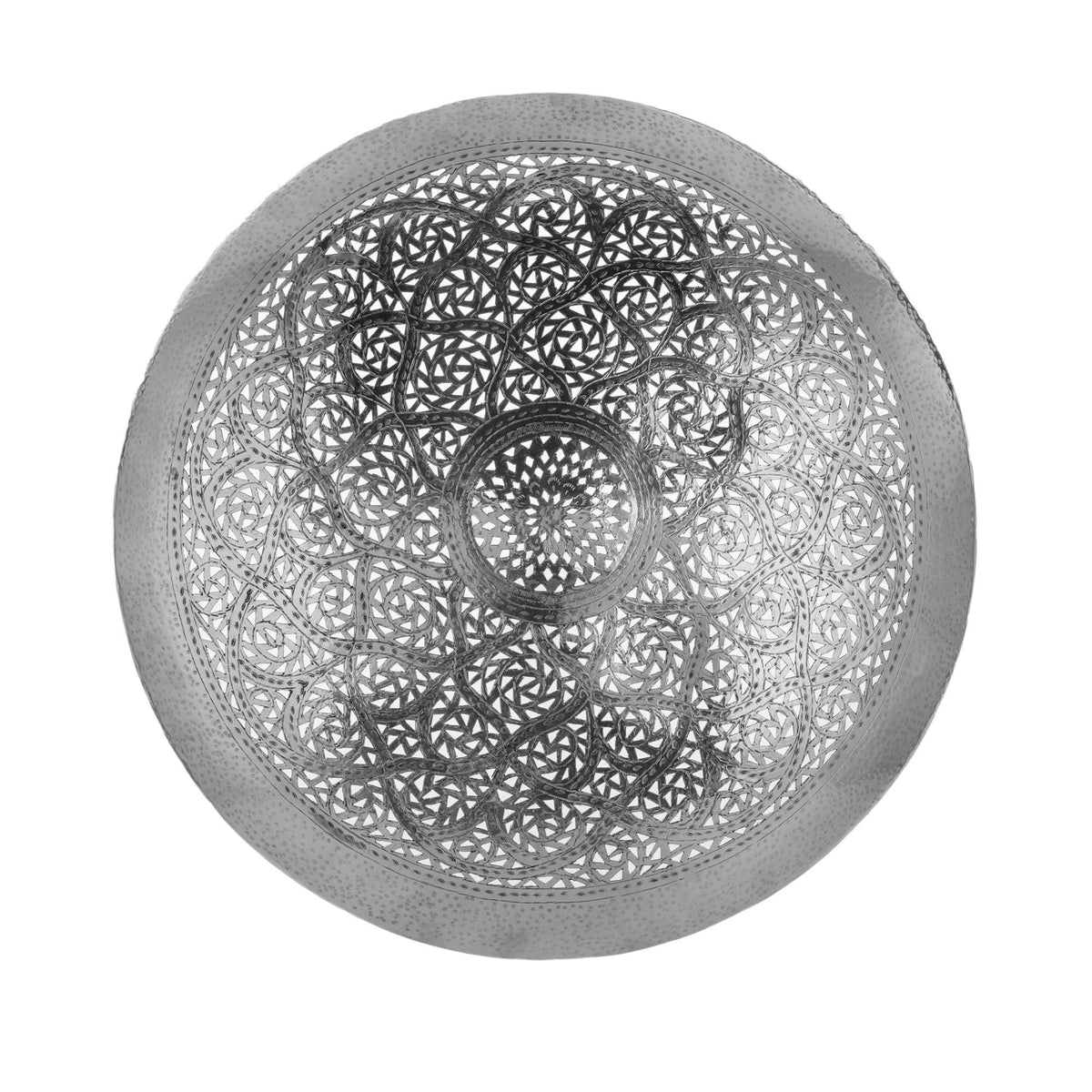 Plafón árabe redondo de metal plateado 20-100cm