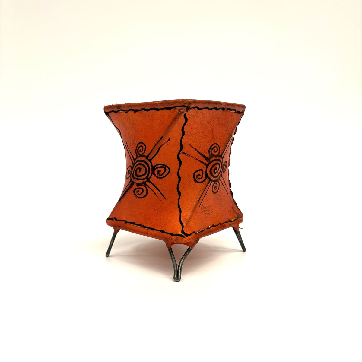 portavelas marroquí piel naranja 