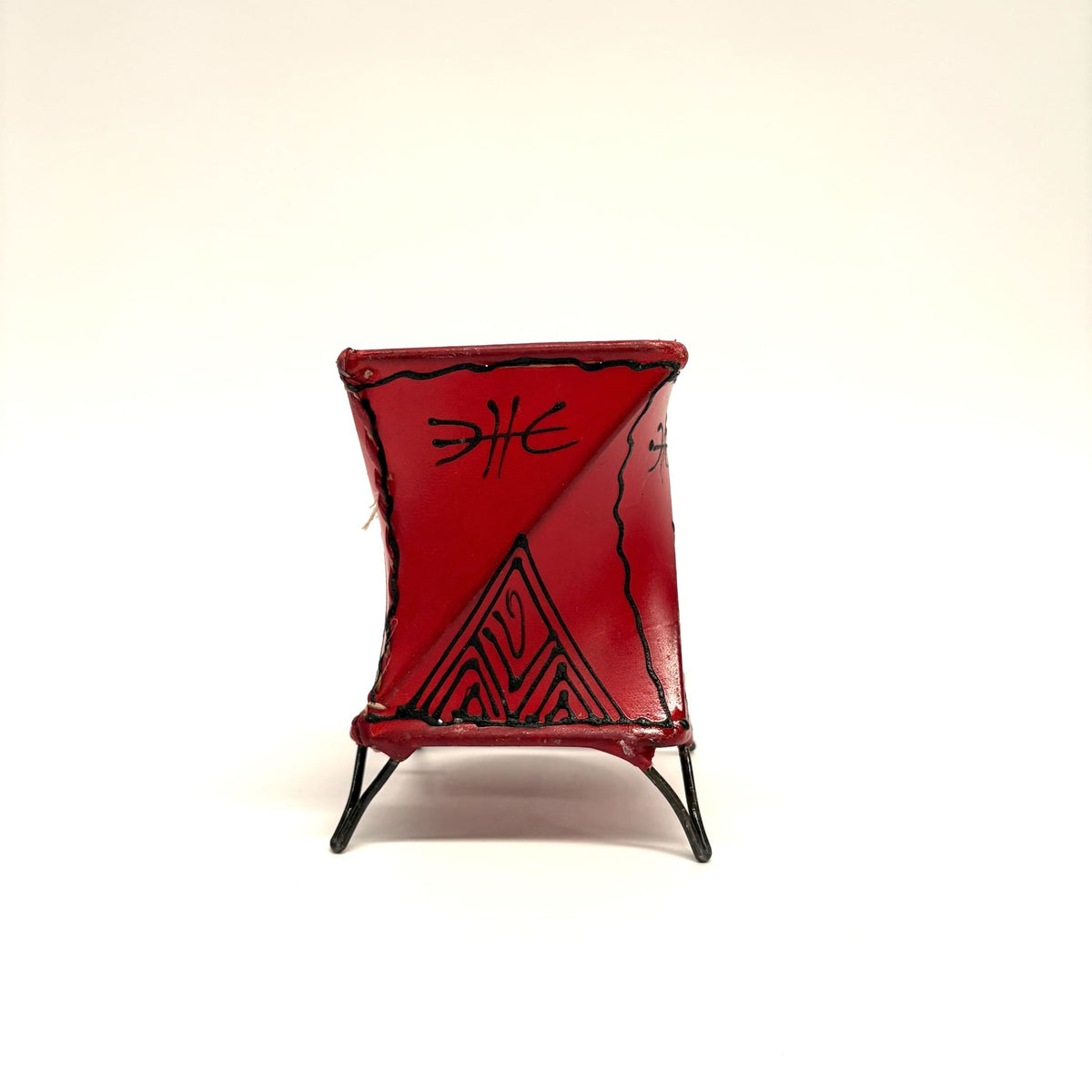 portavelas marroquí piel rojo gallo 14x11