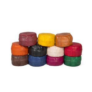 Puff árabe de cuero liso en varios colores