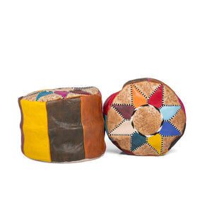 Puff árabe de cuero multicolor