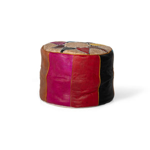 Puff árabe de cuero multicolor