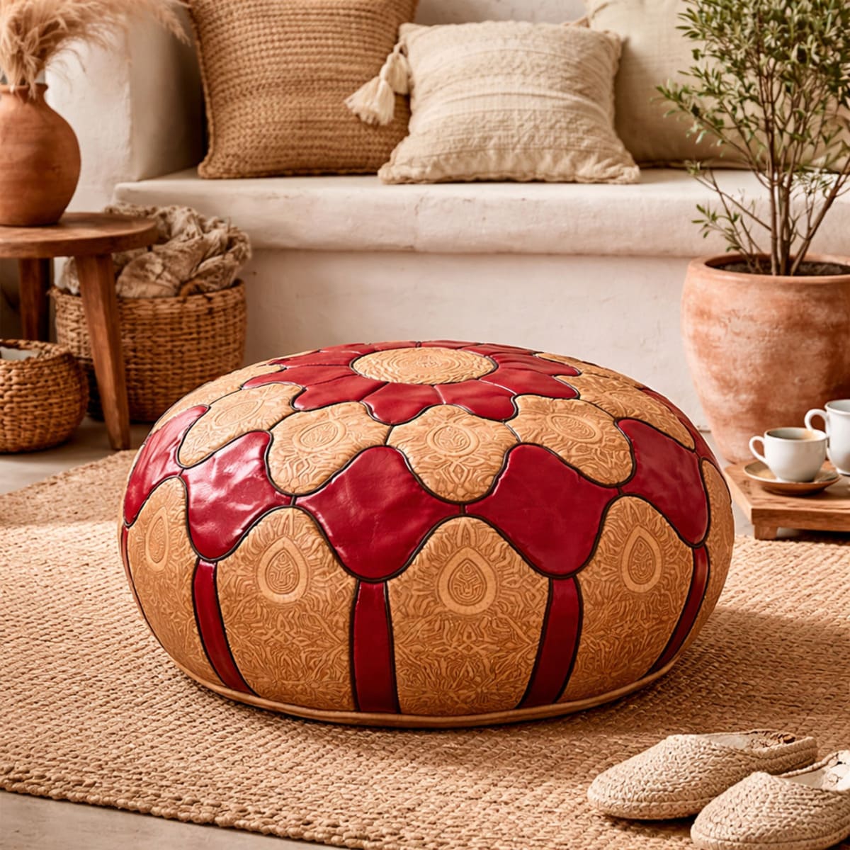 Puff árabe de piel AROUMDT escena