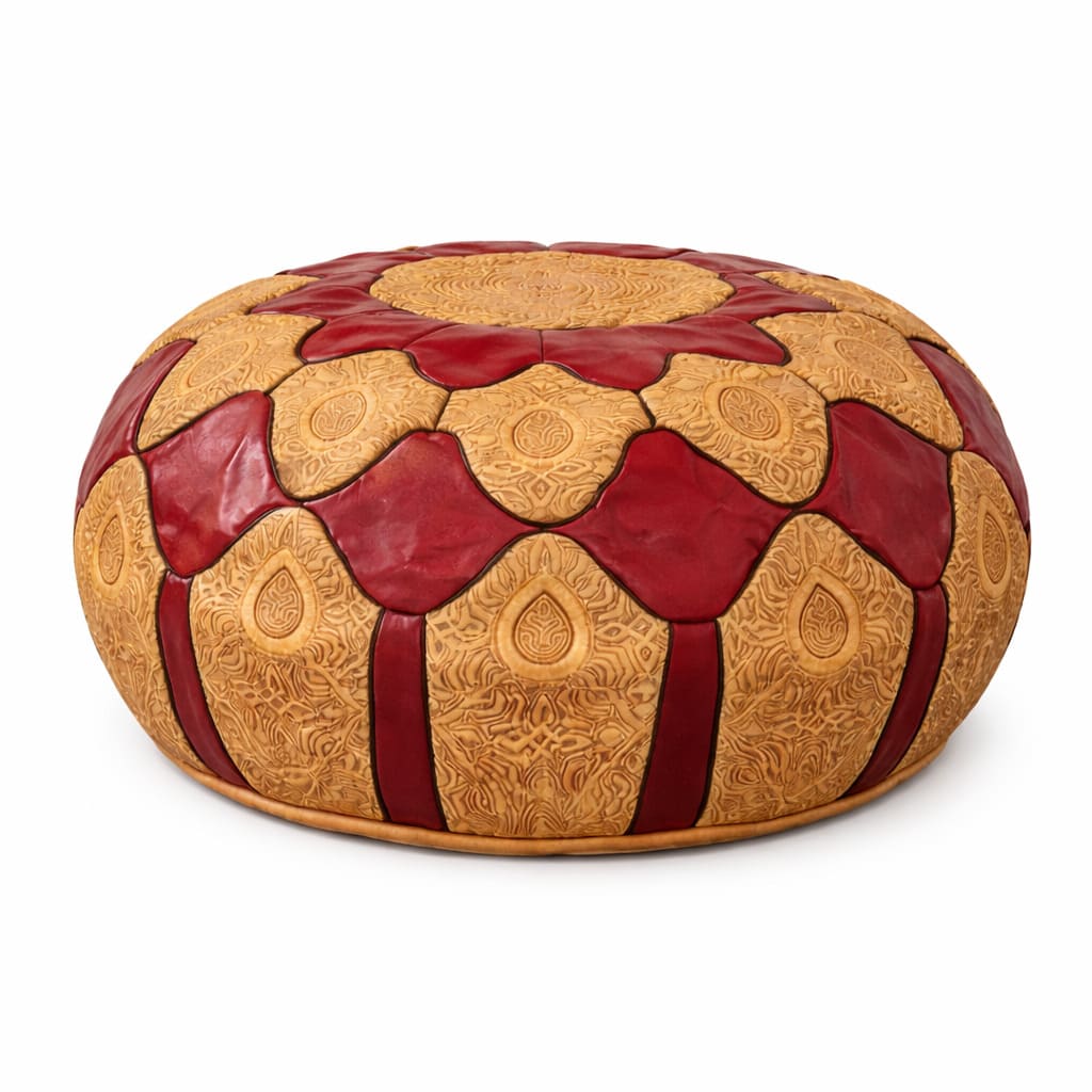 Puff árabe de piel camel SKOURA