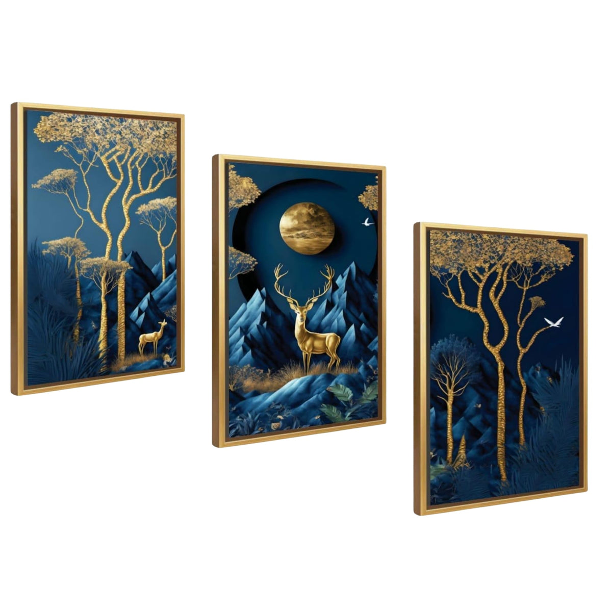 set cuadros ciervo naturaleza