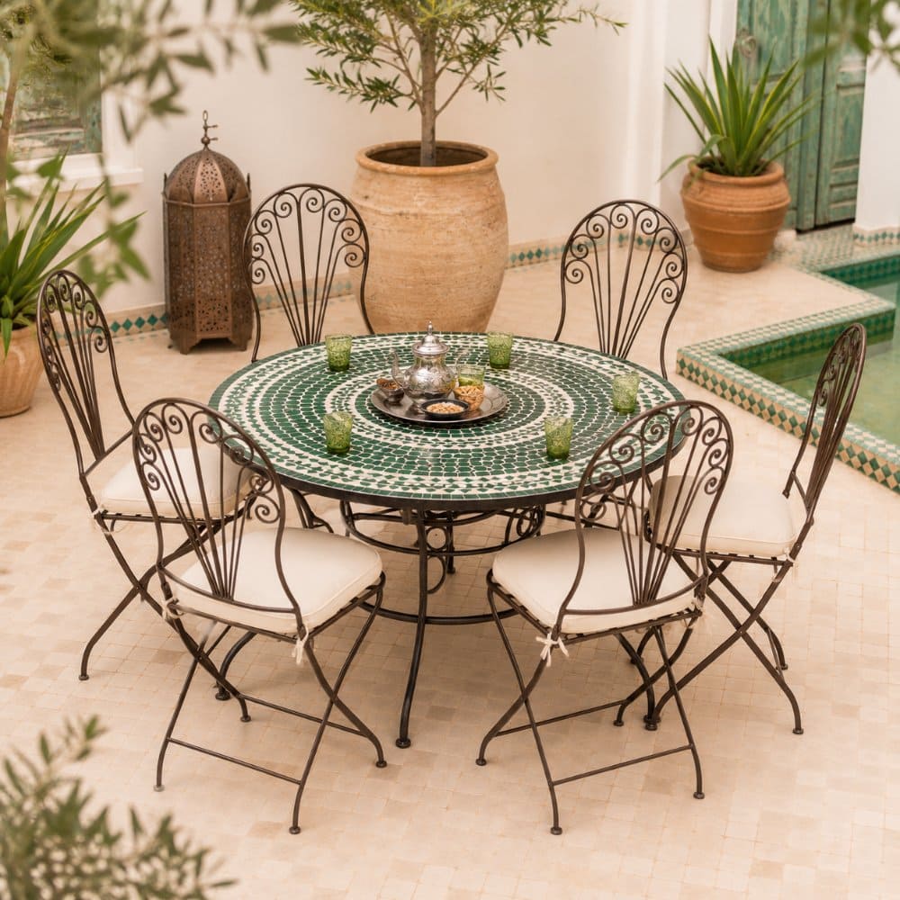 silla marroquí forja plegable cobre jardin