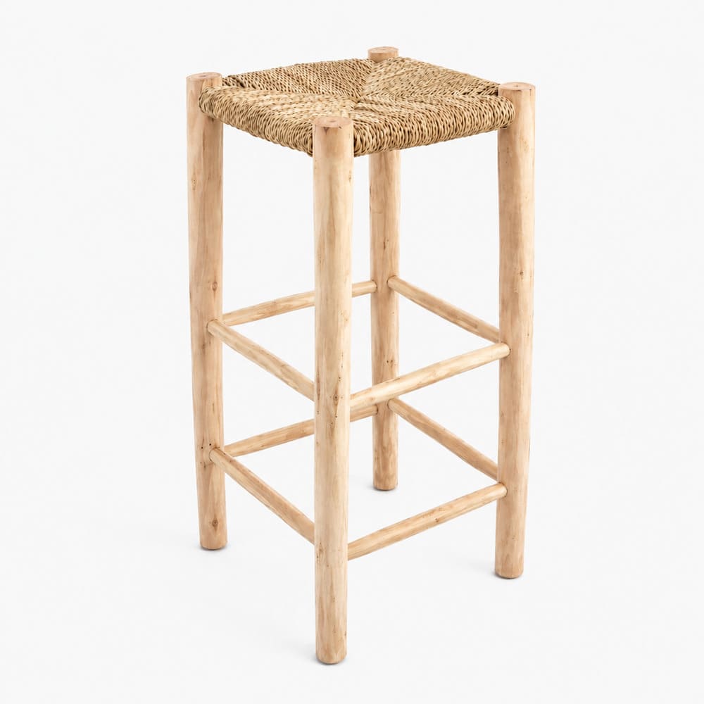 taburete artesanal madera anea 60