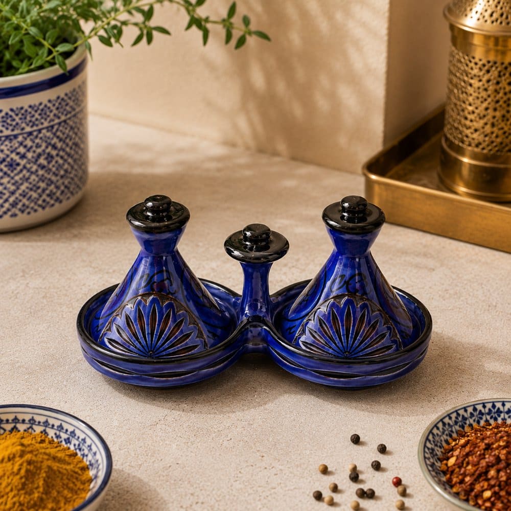 tajín marroquí labrado especiero azul lifestyle