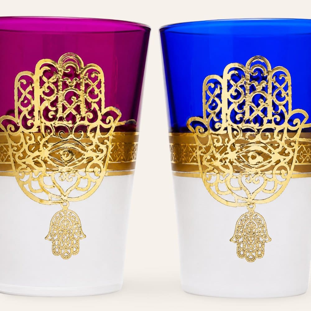vasos de té moruno HAMSA BLANCA detalle